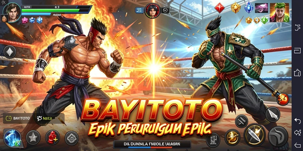 Screenshot utama BAYITOTO menampilkan aksi pertarungan yang intens dan dramatis.
