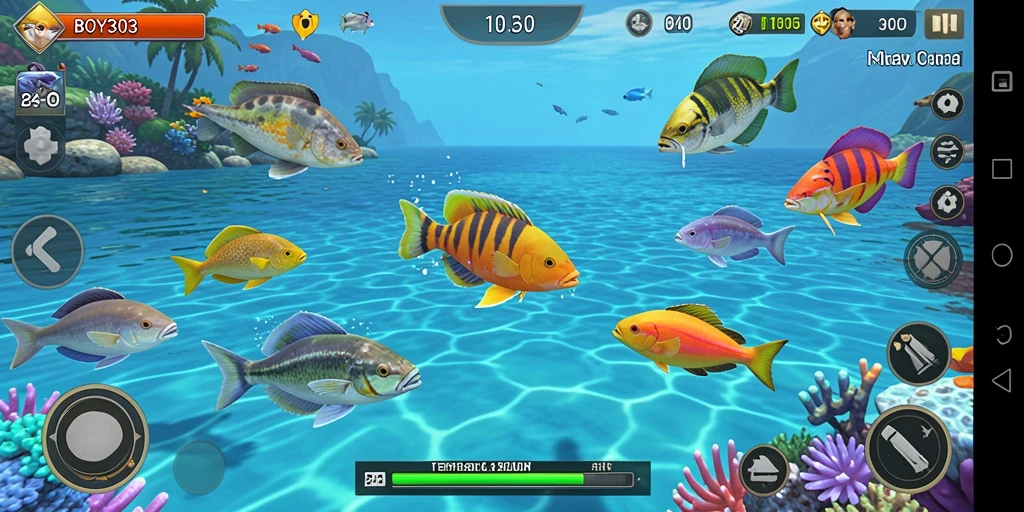 Tangkapan layar gameplay BOY303 yang menampilkan aksi Tembak Ikan.