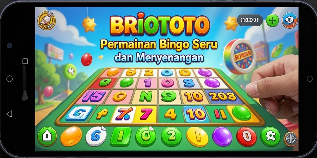 Tampilan gameplay BRIOTOTO yang menarik dengan elemen Bingo yang seru.