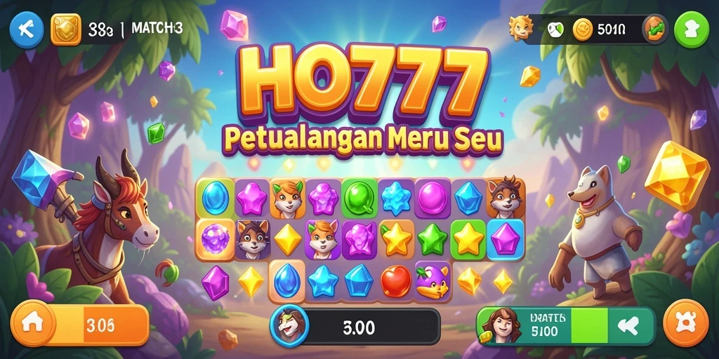 Screenshot gameplay HO777 yang menampilkan aksi mencocokkan permata.