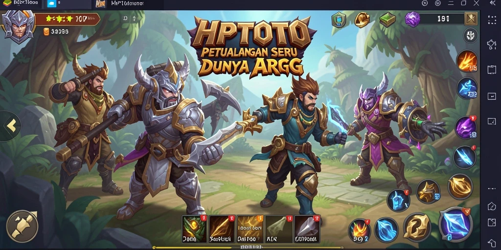 Screenshot gameplay HPTOTO menunjukkan pertarungan epik di dunia fantasi.