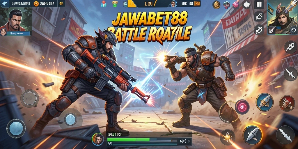 Gameplay mendebarkan dalam pertarungan Battle Royale di JAWABET88.