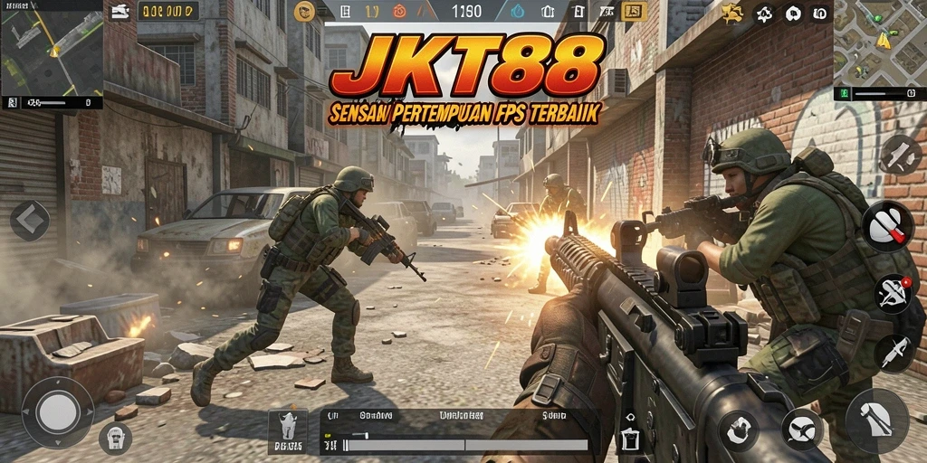 Screenshot gameplay JKT88 menampilkan aksi pertempuran intens.