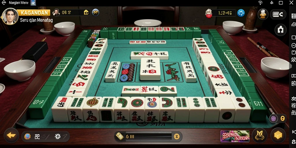 Tampilan gameplay seru dalam KAGANDAN yang penuh strategi Mahjong.