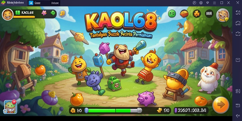 Screenshot gameplay KAOL68 yang menunjukkan aksi memecahkan teka-teki.