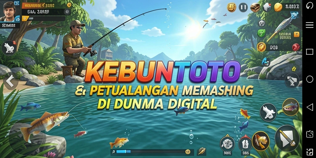 Tampilan gameplay KEBUNTOTO yang menakjubkan saat menangkap ikan.