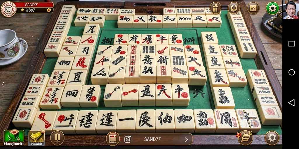 Screenshot gameplay Mahjong SAND77 yang menampilkan antarmuka menarik.