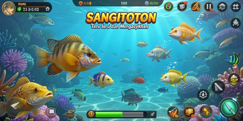 Tampilan gameplay SANGTOTO yang penuh warna dan menarik saat menembak ikan.