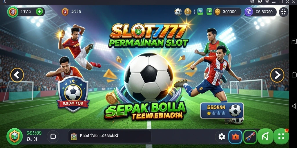Screenshot menampilkan aksi menarik dari gameplay sepak bola SLOT777.