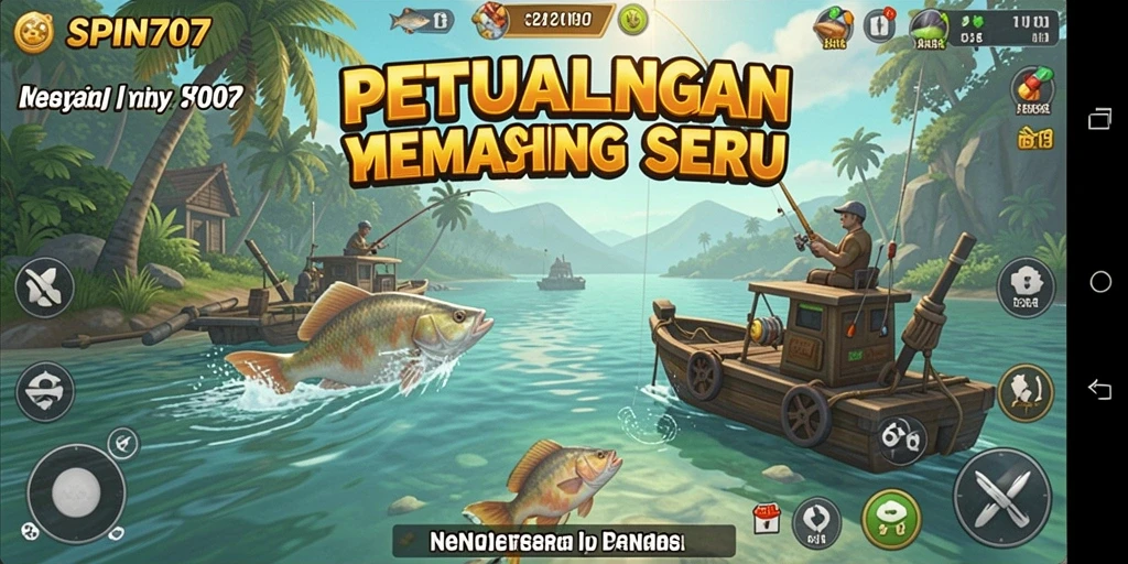 Tampilan gameplay SPIN707 yang menggambarkan aktivitas memancing seru.