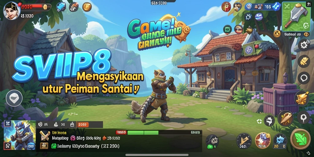 Screenshot SVIP8 menunjukkan karakter yang aktif mengumpulkan sumber daya.